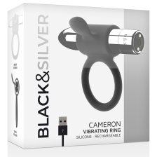 BLACK&SILVER - CAMERON RECHARGEABLE VIBRATING RING SILVER