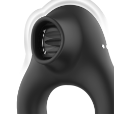 BLACK&SILVER - ANNEAU PÉNIEN VIBRANT & LÉCHANT SILICONE RECHARGEABLE NOIR