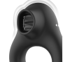 BLACK&SILVER - COCK RING VIBRATING & LICKING SILICONE RECHARGEABLE BLACK