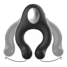 BLACK&SILVER - ANNEAU PÉNIEN VIBRANT & LÉCHANT SILICONE RECHARGEABLE NOIR
