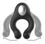 BLACK&SILVER - COCK RING VIBRATING & LICKING SILICONE RECHARGEABLE BLACK
