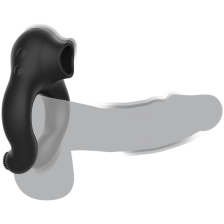 BLACK&SILVER - ANNEAU PÉNIEN VIBRANT & LÉCHANT SILICONE RECHARGEABLE NOIR
