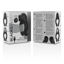 BLACK&SILVER - ANELLO PER IL CAZZO VIBRANTE E LECCANTE IN SILICONE RICARICABILE NERO