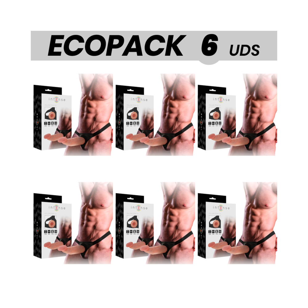 ECOPACK 6 UNITS - INTENSE HOLLOW HARNESS WITH DILDO 18 X 3.5 CM