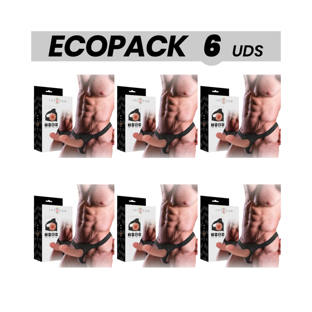 ECOPACK 6 UNITS - INTENSE HOLLOW HARNESS WITH DILDO 16 X 3 CM
