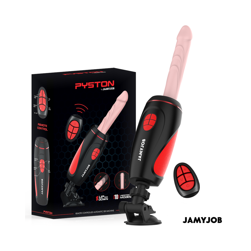 JAMYJOB - MASTURBADOR AUTOMÁTICO BASE PYSTON COM DILDO DE CONTROLE REMOTO