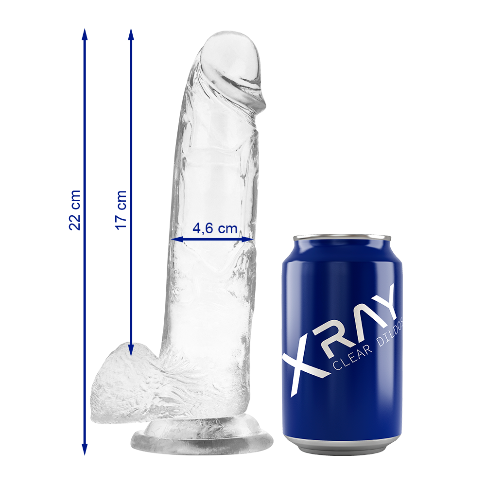 X RAY - DILDO TRANSPARENTE COM BOLAS 22 CM -O- 4.6 CM