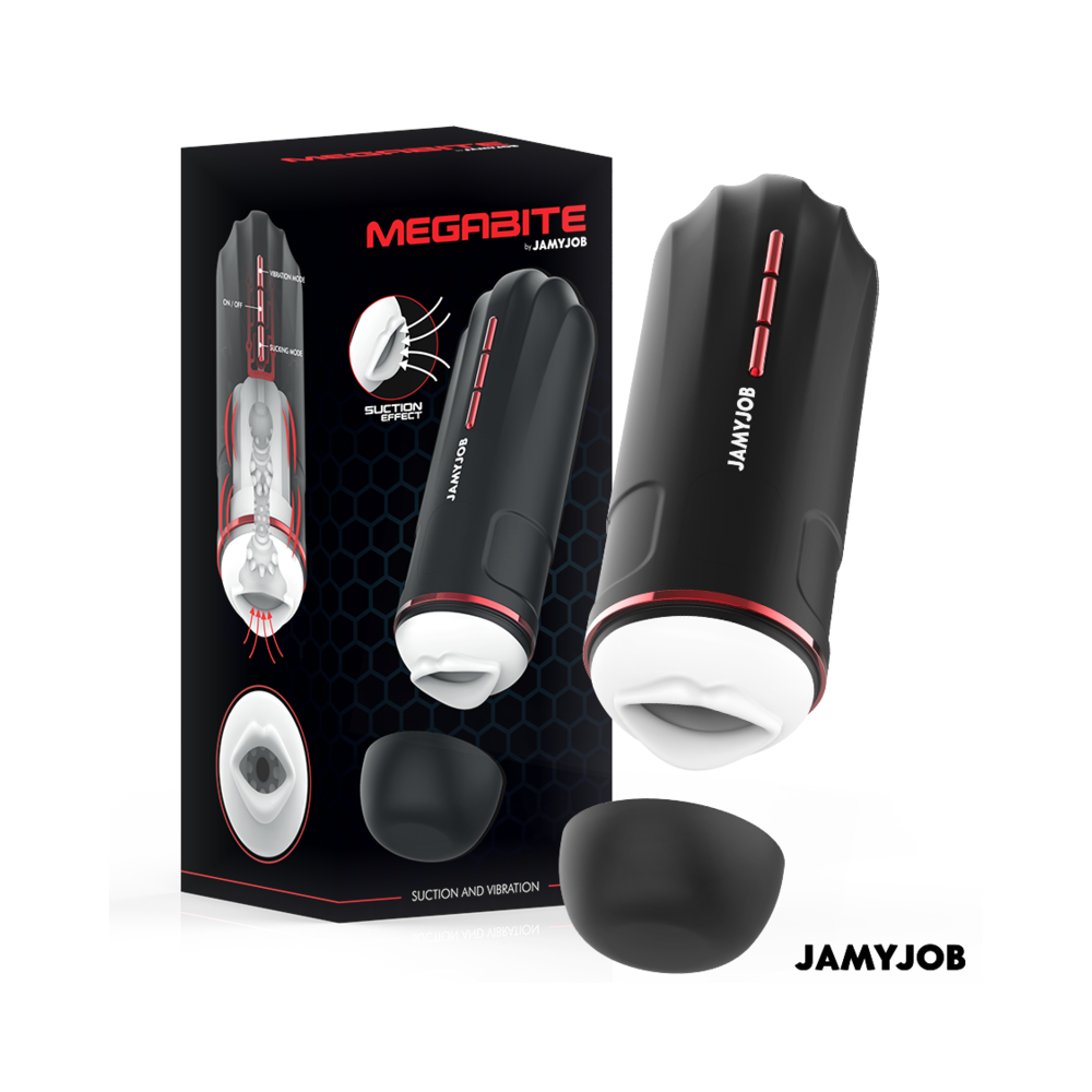 JAMYJOB - MASTURBATEUR BOUCHE AUTOMATIQUE MEGABITE 5 MODES D'ASPIRATION ET DE VIBRATION