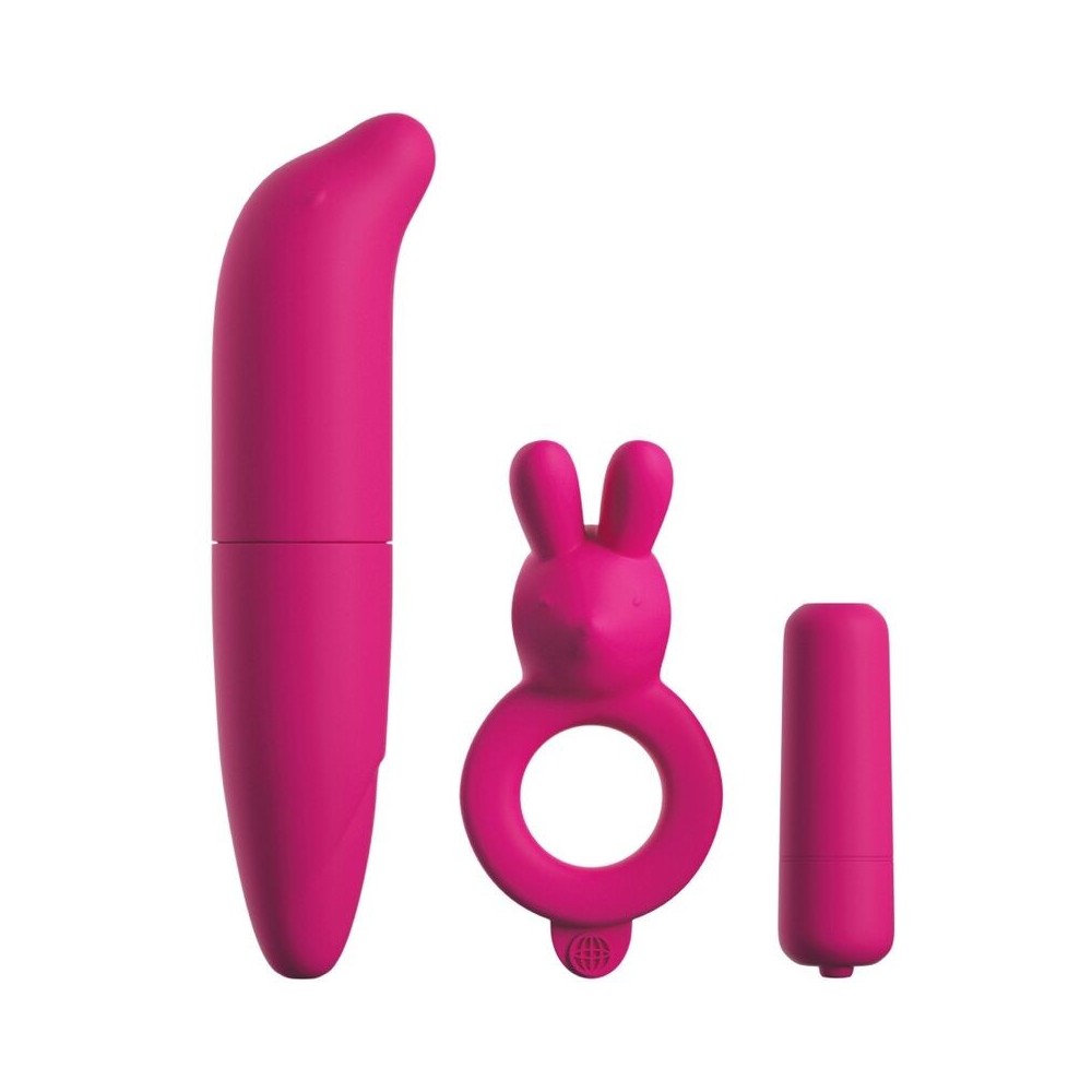 CLASSIX - KIT FÜR PAARE MIT RING, BULLET UND STIMULATOR ROSA