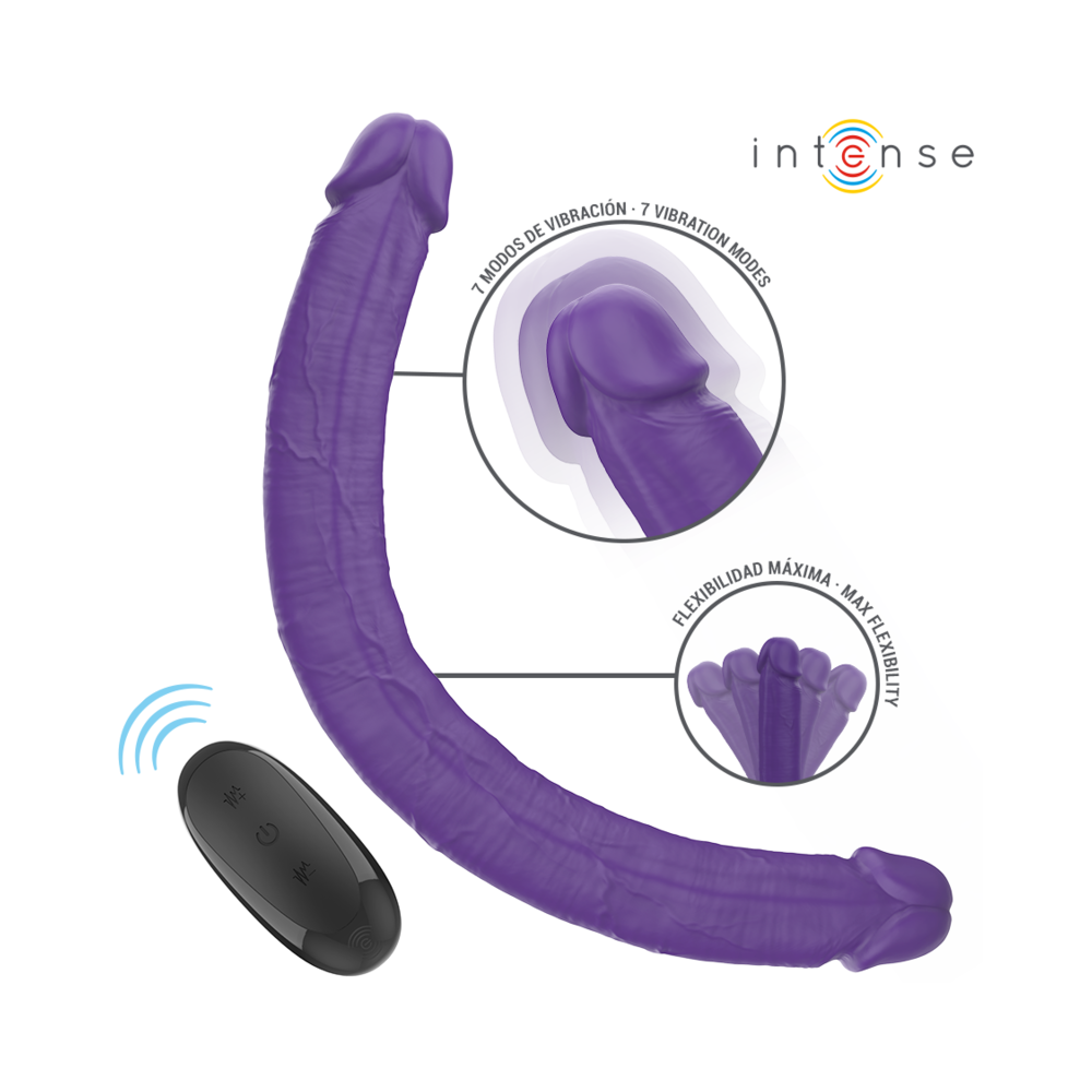 INTENSE - GUNTER DILDO DOUBLE VIBRATOR 40 CM PURPLE REMOTE CONTROL