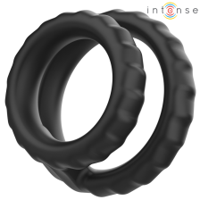 INTENSE - DEWEY DOUBLE SILICONE PENIS RING BLACK MODEL 4