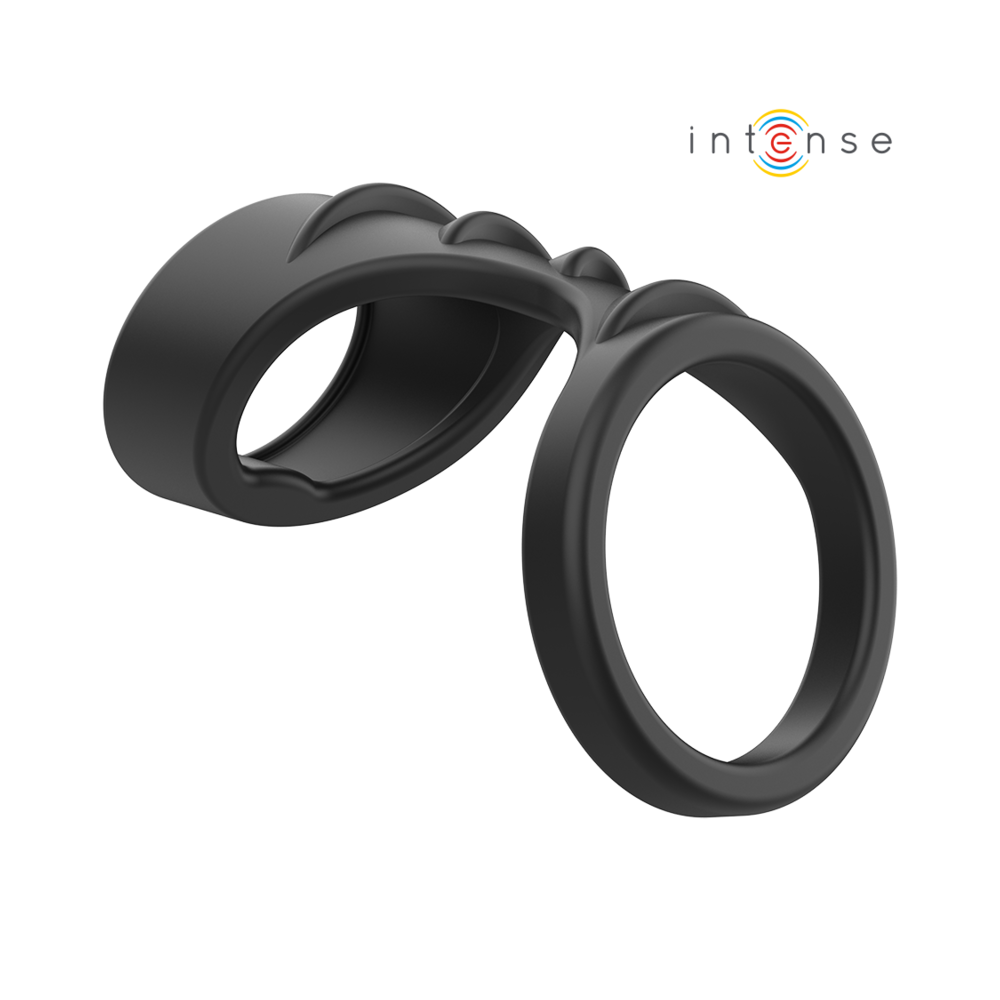 INTENSE - THEO DOUBLE SILICONE PENIS RING BLACK MODEL 5