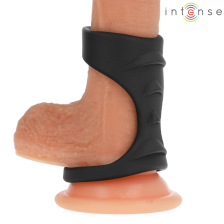 INTENSE - THEO ANEL DE PÊNIS DUPLO DE SILICONE PRETO MODELO 5