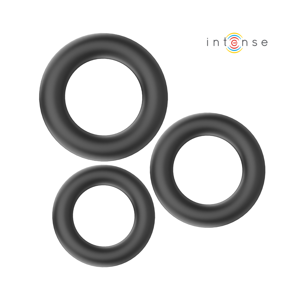 INTENSE - HUGH 3 BASIC SILICONE PENIS RINGS BLACK