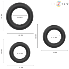 INTENSE - HUGH 3 ANELLI PER PENE IN SILICONE BASIC NERI