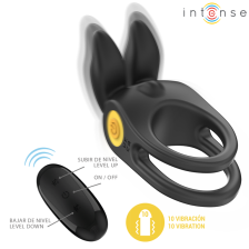 INTENSE - SAM VIBRATEUR DOUBLE ANNEAU PÉNIS 10 VIBRATIONS NOIR