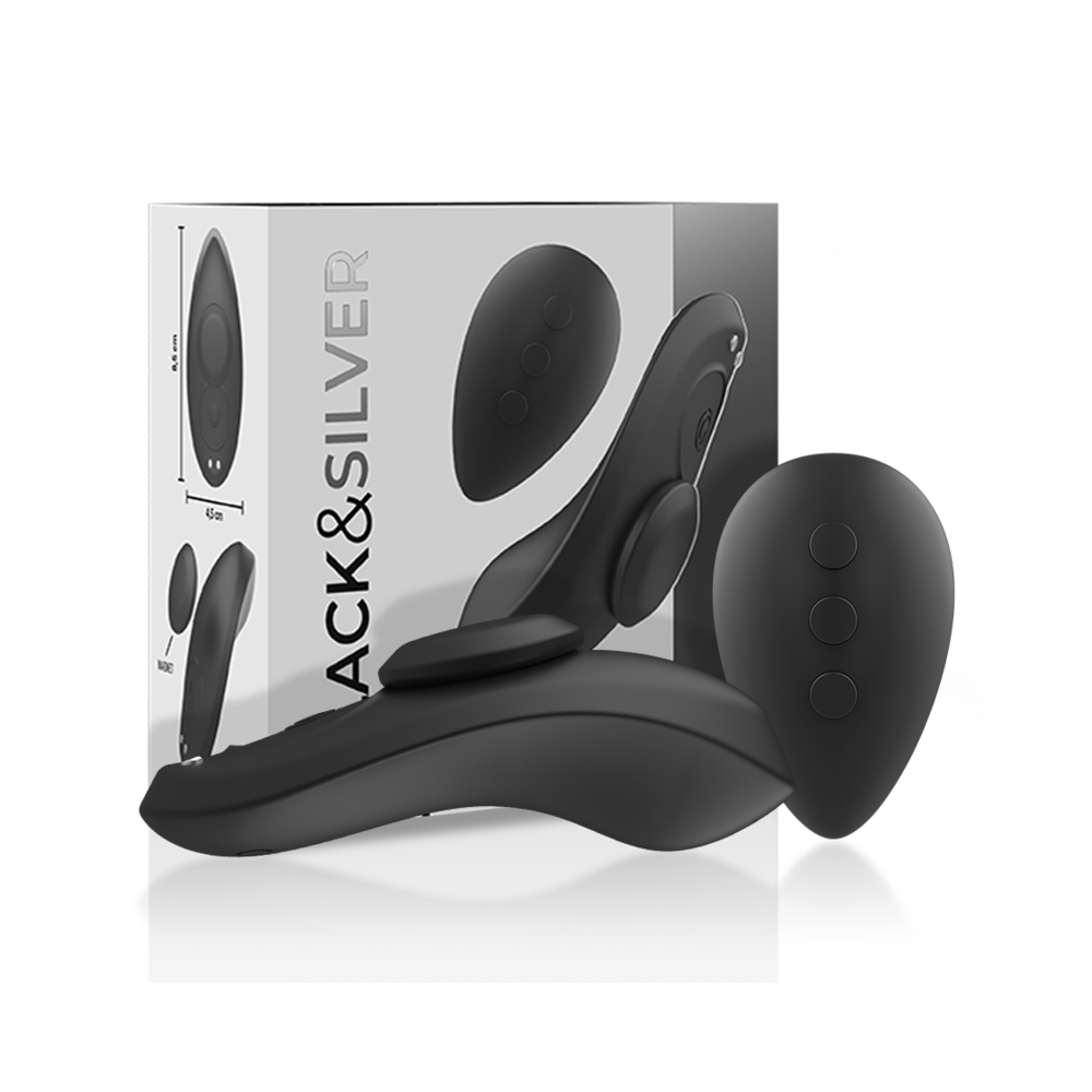 BLACK&SILVER - PRESTON RECHARGEABLE SILICONE VIBRATOR PANTIE BLACK