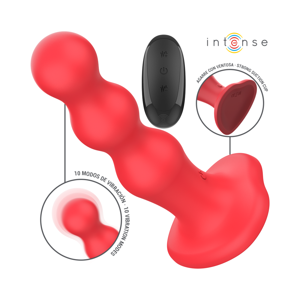 INTENSE - CODY VIBRATOR WITH SUCTION CUP RED REMOTE CONTROL