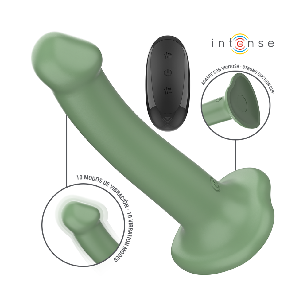 INTENSE - BECCA VIBRATOR WITH SUCTION CUP 10 VIBRATIONS GREEN REMOTE CONTROL