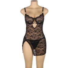 SUBBLIME - 954185 BABYDOLL IN PIZZO CON SPALLINE REGOLABILI NERO S/M