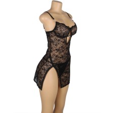 SUBBLIME - 954185 BABYDOLL IN PIZZO CON SPALLINE REGOLABILI NERO S/M