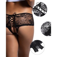 QUEEN LINGERIE - FLORAL LACE PANTIES WITH BACK OPENING S/M