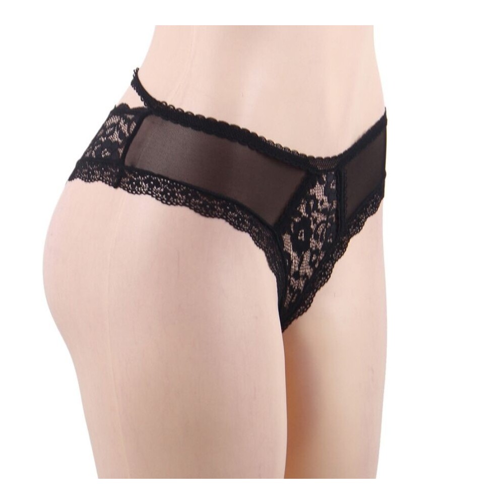 QUEEN LINGERIE - CALCINHA DE RENDA FLORAL S/M