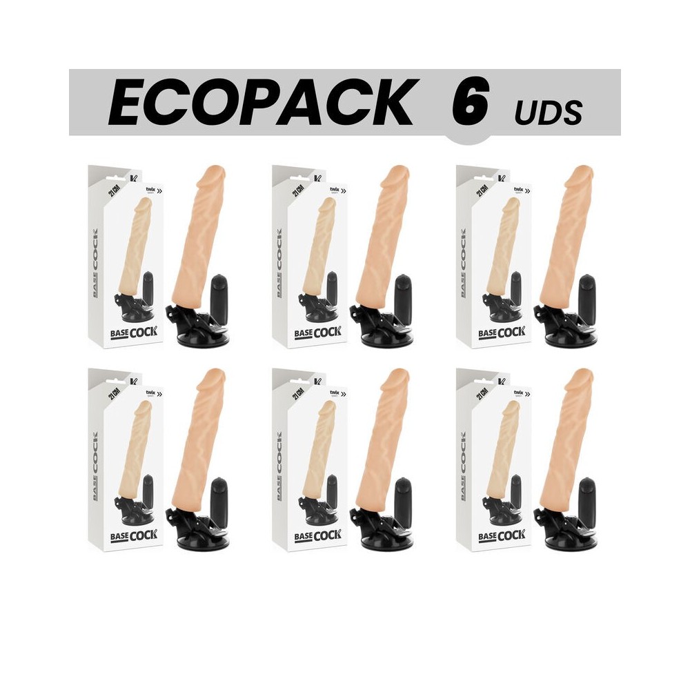 ECOPACK 6 UNITÉS - BASECOCK VIBRATEUR RÉALISTE TÉLÉCOMMANDE NATUREL 21 CM -O- 4 CM