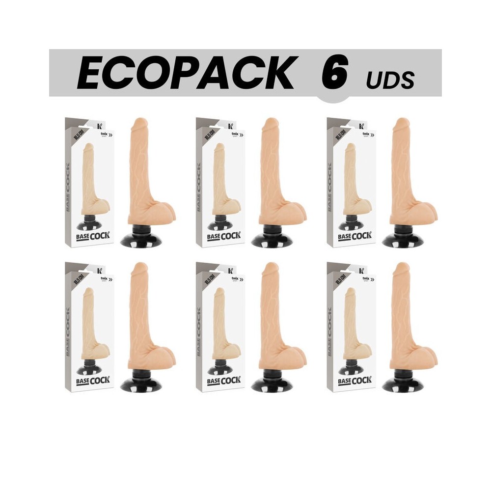 ECOPACK 6 UNITS - BASECOCK REALISTIC VIBRATOR 2-1 FLESH 18.5 CM -O- 4 CM