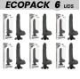 ECOPACK 6 UNITS - BASECOCK REALISTIC VIBRATOR 2-1 BLACK 18.5 CM -O- 4 CM