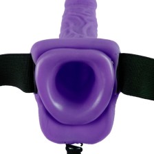 FETISH FANTASY SERIES - SERIES 7 HOLLOW STRAP-ON VIBRATING WITH BALLS 17.8CM PURPLE