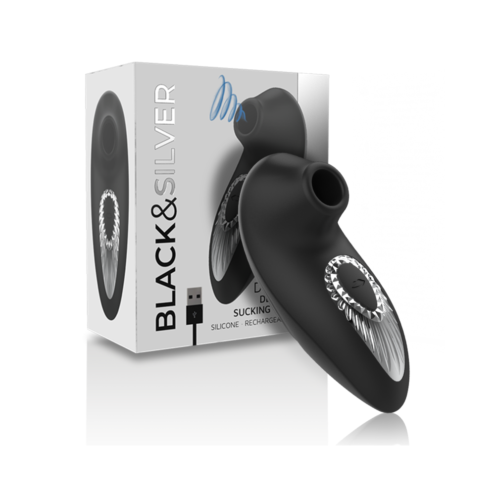 BLACK&SILVER - DRAKE DELUXE SUCKING VIBE SILICONE RECHARGEABLE BLACK