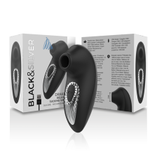 BLACK&SILVER - DRAKE DELUXE SUCKING VIBE SILICONE RECHARGEABLE NOIR
