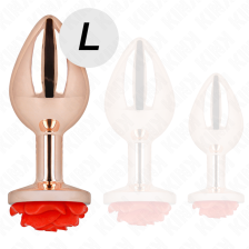 KINK - PLUG ANAL DE OURO ROSA COM ROSA VERMELHA L