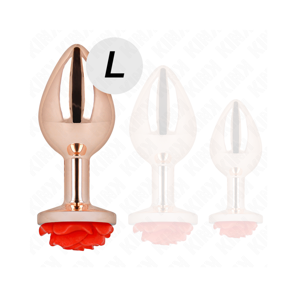 KINK - ROSA GOLDENER ANALSTECKER MIT ROTER ROSE L