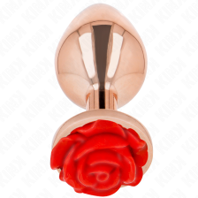 KINK - PLUG ANAL DE OURO ROSA COM ROSA VERMELHA L