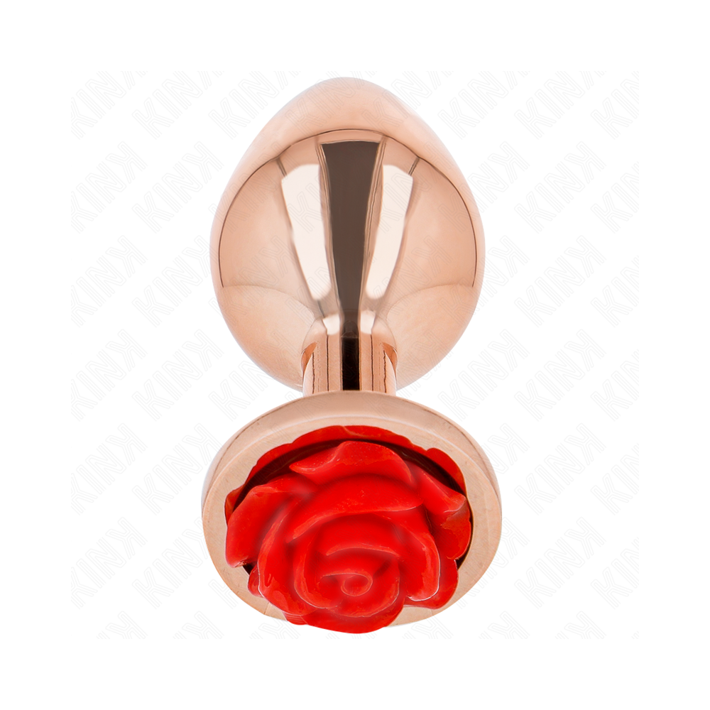 KINK - PLUG ANAL DE OURO ROSA COM ROSA VERMELHA M