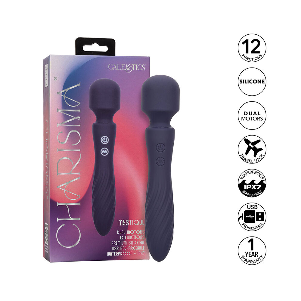 CALEXOTICS - CHARISMA MYSTIQUE MASSEUR DOUBLE MOTEURS 12 FONCTIONS 20,5 CM X 4,5 CM VIOLET