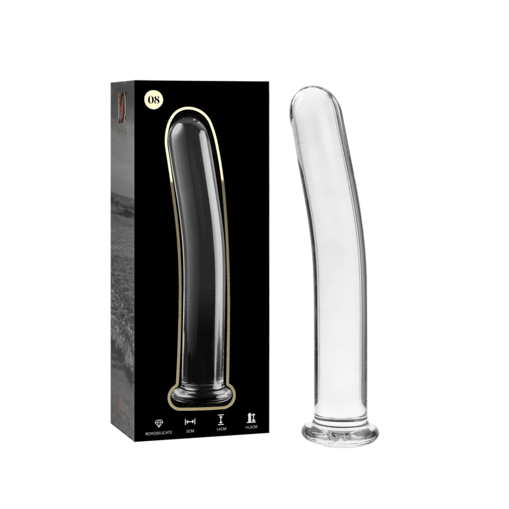 NEBULA SERIES BY IBIZA - MODELLO 8 DILDO IN VETRO BOROSILICATO TRASPARENTE 14.5 CM -O- 2 CM