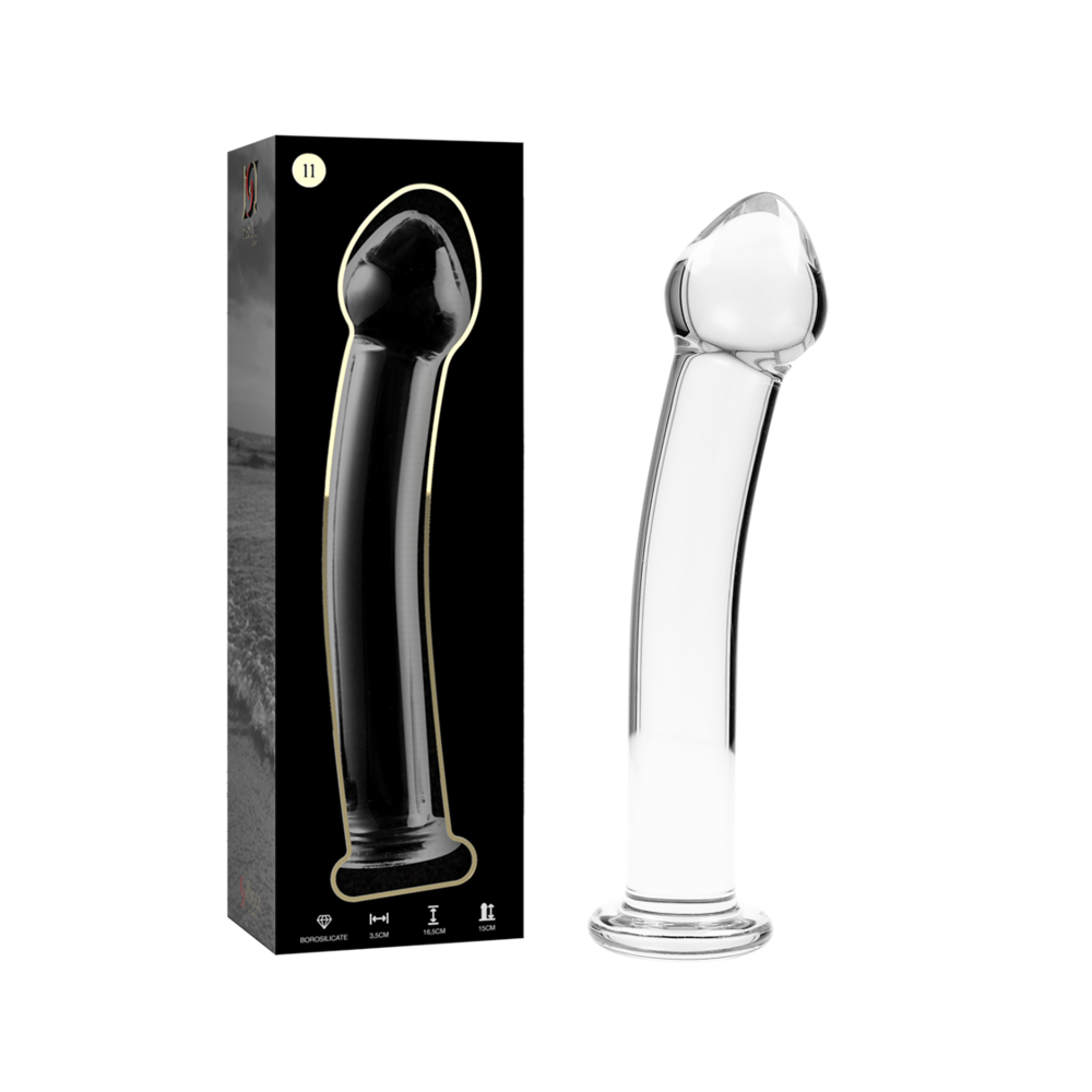 NEBULA SERIES BY IBIZA - MODELLO 11 DILDO IN VETRO BOROSILICATO TRASPARENTE 16 CM -O- 3 CM