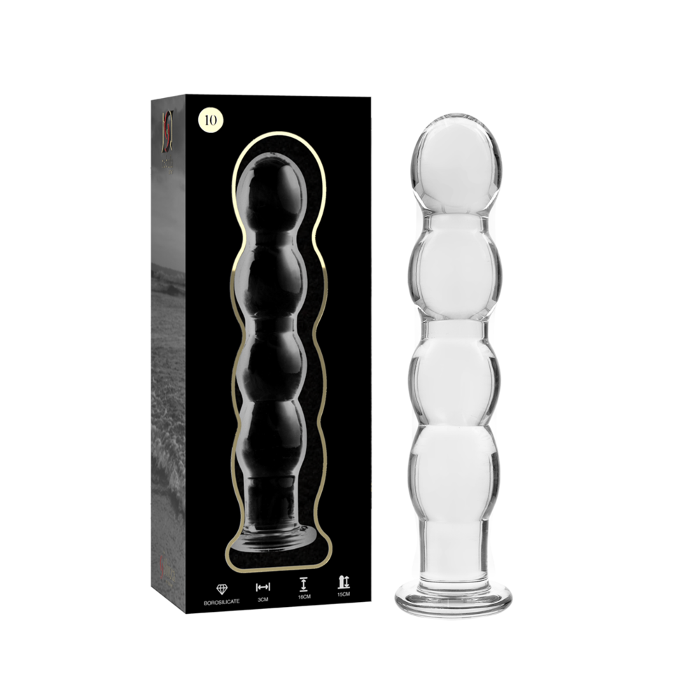 NEBULA SERIES BY IBIZA - MODELLO 10 DILDO IN VETRO BOROSILICATO TRASPARENTE 16.5 CM -O- 3.5 CM