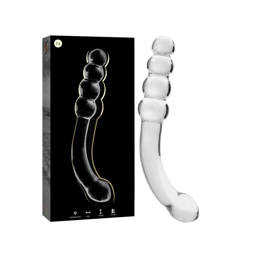 NEBULA SERIES BY IBIZA - MODELLO 14 DILDO IN VETRO BOROSILICATO TRASPARENTE 18.5 CM -O- 3 CM