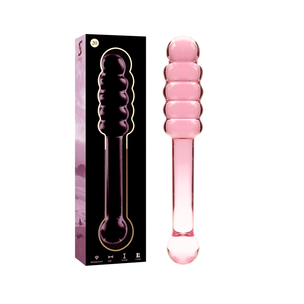 NEBULA SERIES BY IBIZA - MODEL 20 DILDO BOROSILICATE GLASS PINK 20.5 CM -O- 3 CM