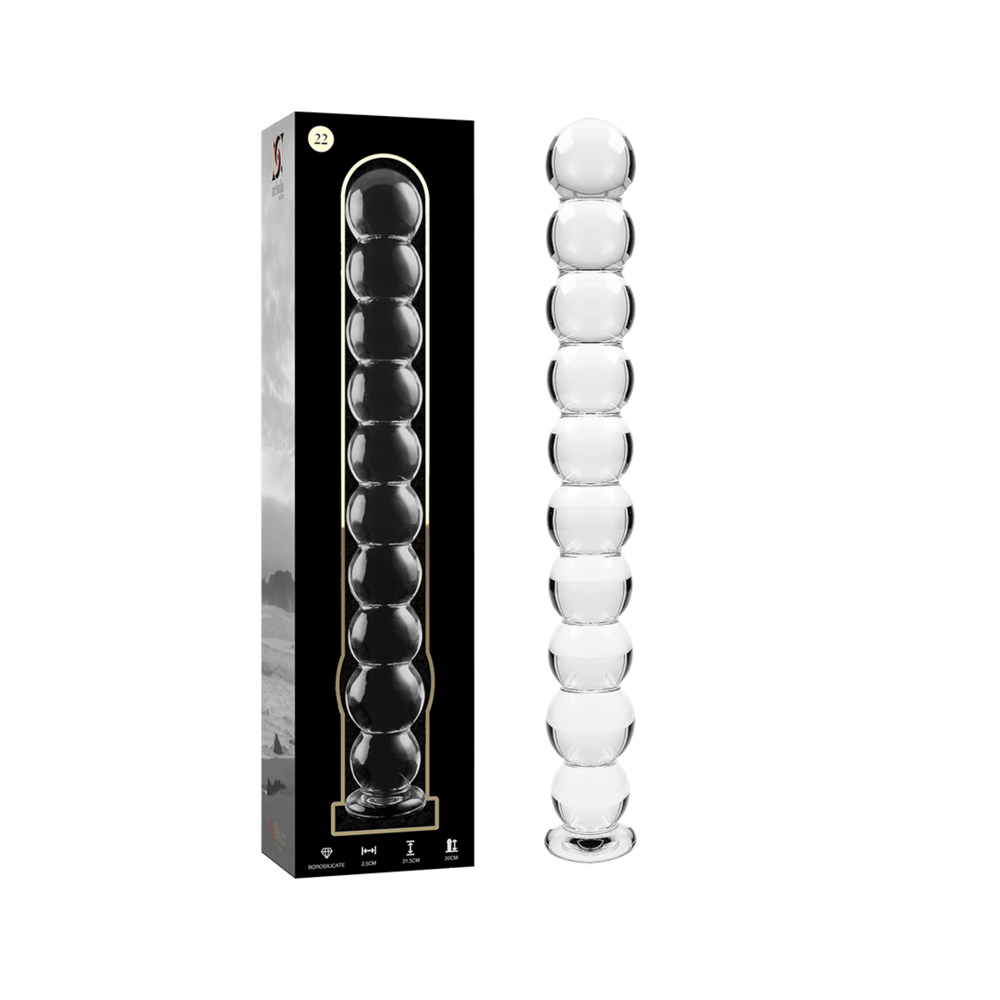 NEBULA SERIES BY IBIZA - MODELLO 22 DILDO IN VETRO BOROSILICATO TRASPARENTE 21.5 CM -O- 2.5 CM
