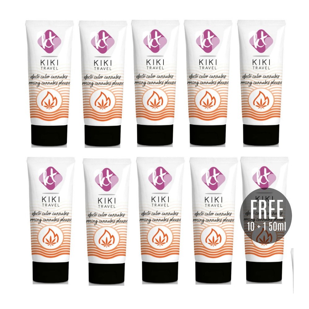 KIKÍ TRAVEL - GEL DESLIZANTE SABOR A CANNABIS EFECTO CALOR INTENSO 50ML 10 + 1 GRATIS
