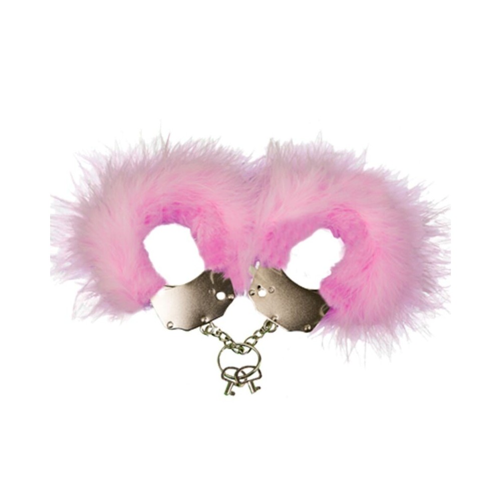 ADRIEN LASTIC - MENOTTES EN MÉTAL À PLUMES ROSE