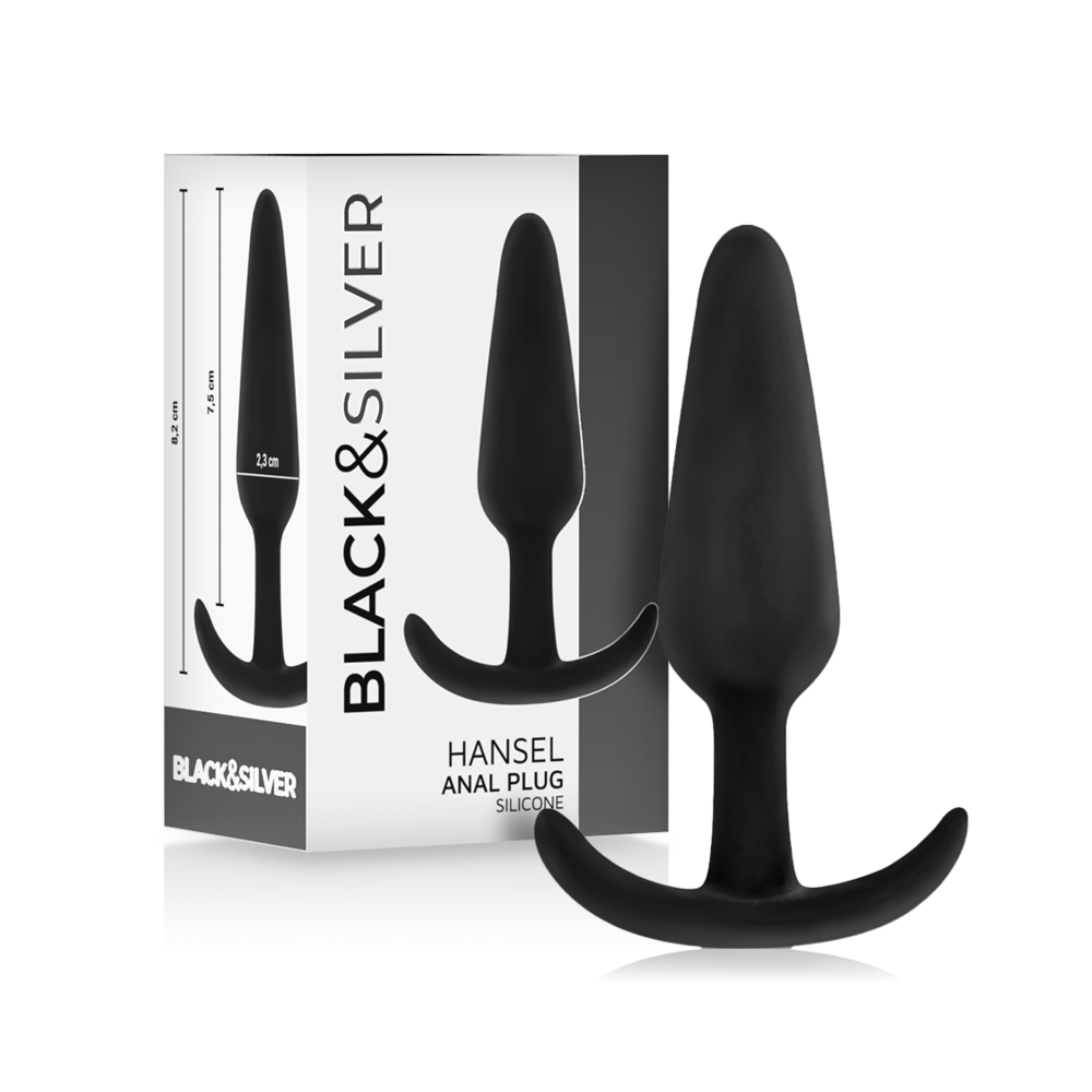 BLACK&SILVER - BOUCHON ANAL EN SILICONE HANSEL AVEC PETITE POIGNÉE