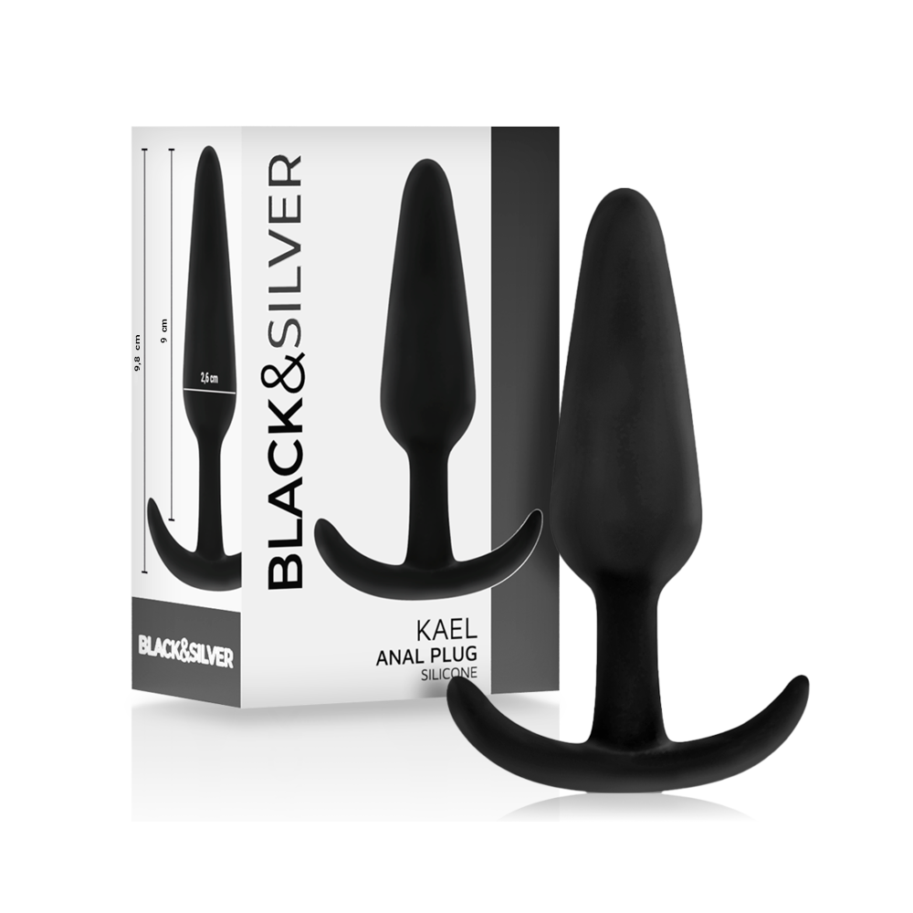 BLACK&SILVER - PLUG ANAL EN SILICONE KAEL AVEC POIGNÉE MOYENNE
