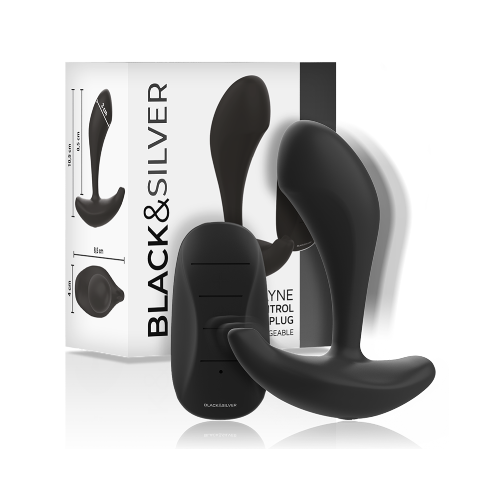 BLACK&SILVER - DWAYNE ANAL PLUG SILICONE REMOTE CONTROL