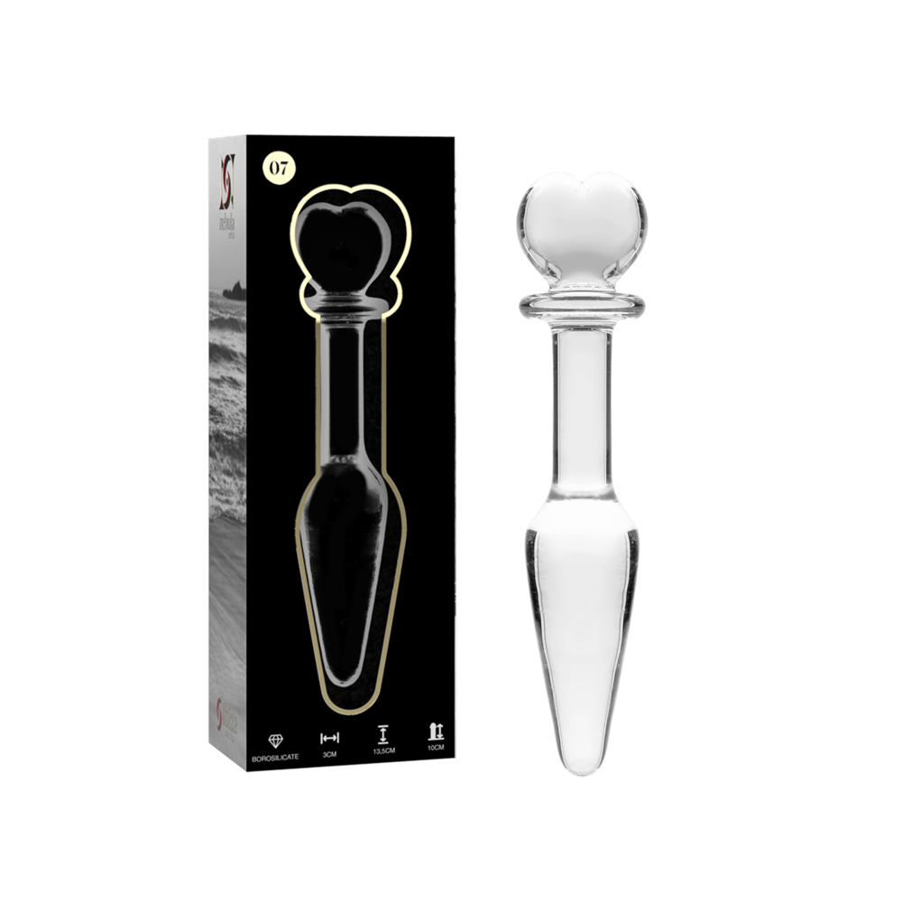 NEBULA SERIES BY IBIZA - MODEL 7 ANAL PLUG BOROSILICATE GLASS CLEAR 13.5 CM -O- 3 CM